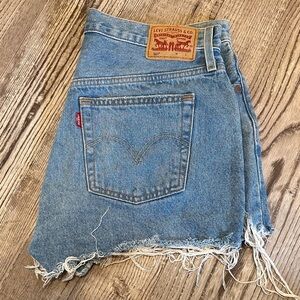 Levi's Women's Light Blue Frayed Jean Shorts